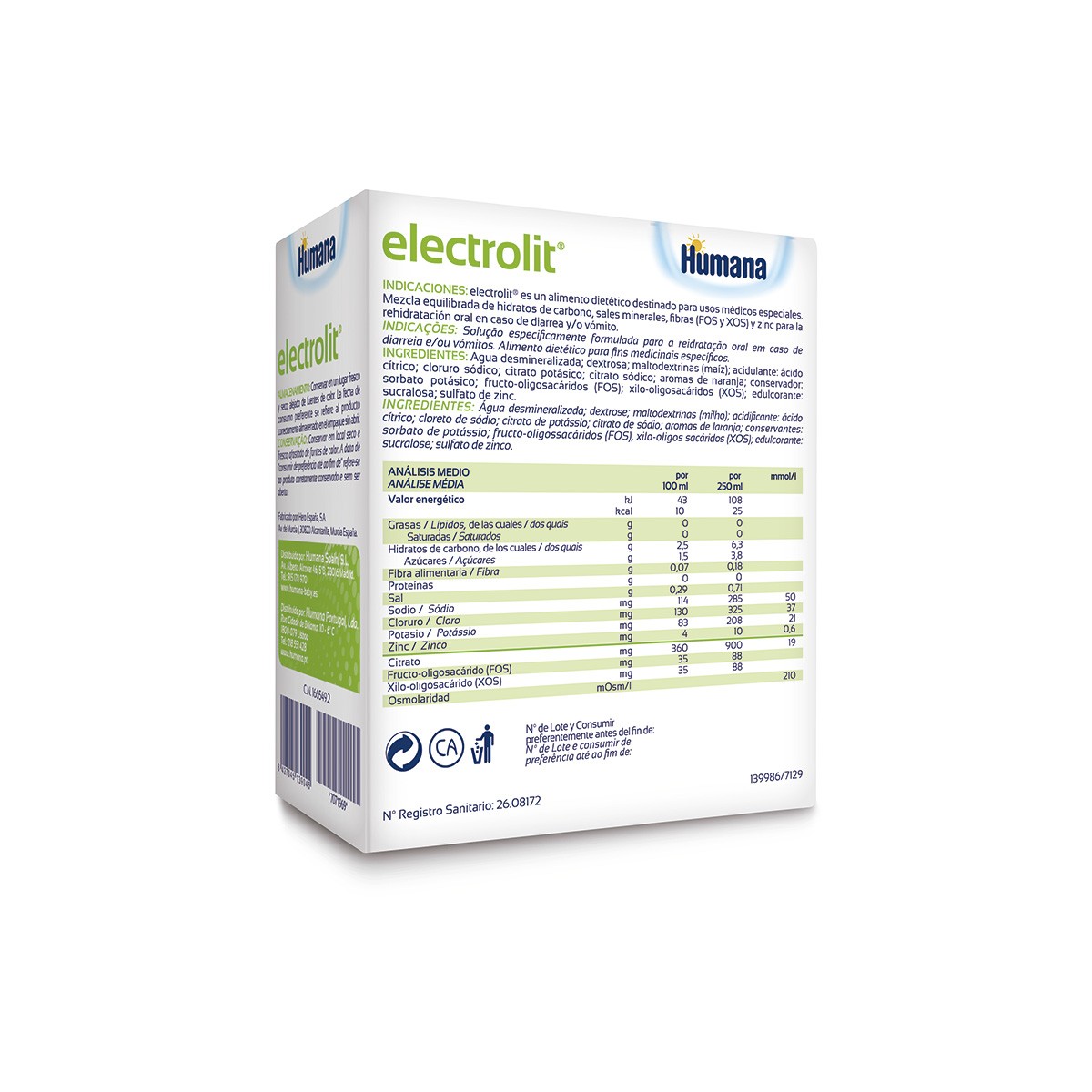 Humana Electrolit Solucion 250ml. 3uds.
